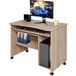 BAKAJI Pora bureau met uittrekbare toetsenbordhouder, onderste plank en vak, pc-deur van MDF-hout met 4 wielen, inrichtingsvoorwerp voor thuis, kantoor, slaapkamer, modern (eiken)
