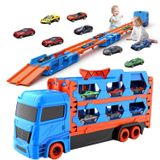 Jouets camion avec 8 voitures - Garage pliable - Circuit de course 164,5 cm