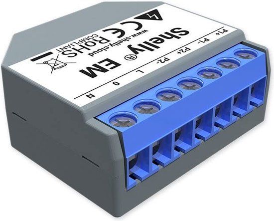 Shelly EM - Relais - WLAN Stromzähler - Ohne Klemmen - Messfunktion bis 2x 120A - Grijs