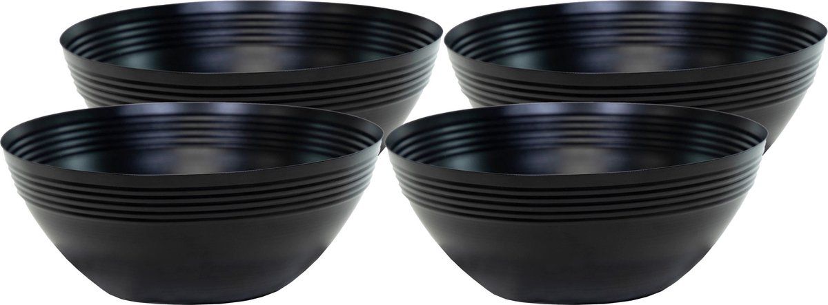 Mega Collections Bloemenschaal/plantenschaal - 4x - zink - zwart - D20 x H8 cm