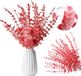 RHQFDM 30 stuks kunstmatige eucalyptus takken 38 cm Rode eucalyptus decoratie Plastic planten die eruit zien als echte planten Kunstmatige takken en bladeren decoratie voor bruiloften, tuinen, kantoordecoraties