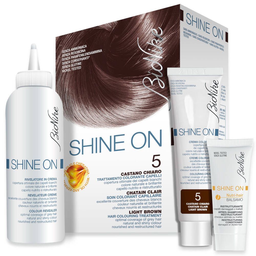 Bionike Shine On Haarverf en Verzorging 5 Lichtbruin 1 set