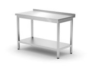 Hendi Werktafel met opstaande rand en schap – 1200x600x850 mm – Roestvast staal