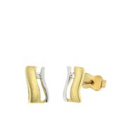 Lucardi Boucles d'oreilles pour femmes avec zircone cubique - Boucles d'oreilles - Cadeau - 14 carats Or - Or jaune