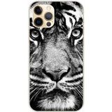 Apple iPhone 12 Pro Tigre blanc et noir Bedrukt siliconen hoesje