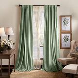 Martha Stewart Terug Tab venster gordijn paneel paar, polyester, groen, 50" B x 84" L (Pack van 2)