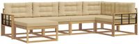 vidaXL Hoek loungeset 6 zitplaatsen Polyester Wit en Beige