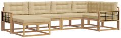 vidaXL Hoek loungeset 6 zitplaatsen Polyester Blanc et Beige