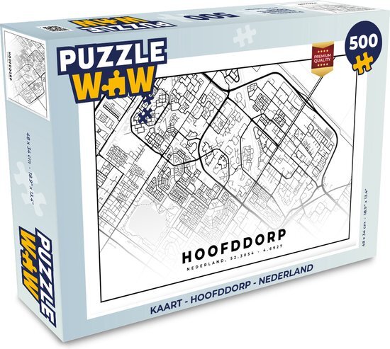 MuchoWow Puzzel Kaart - Hoofddorp - Nederland - Legpuzzel - Puzzel 500 stukjes