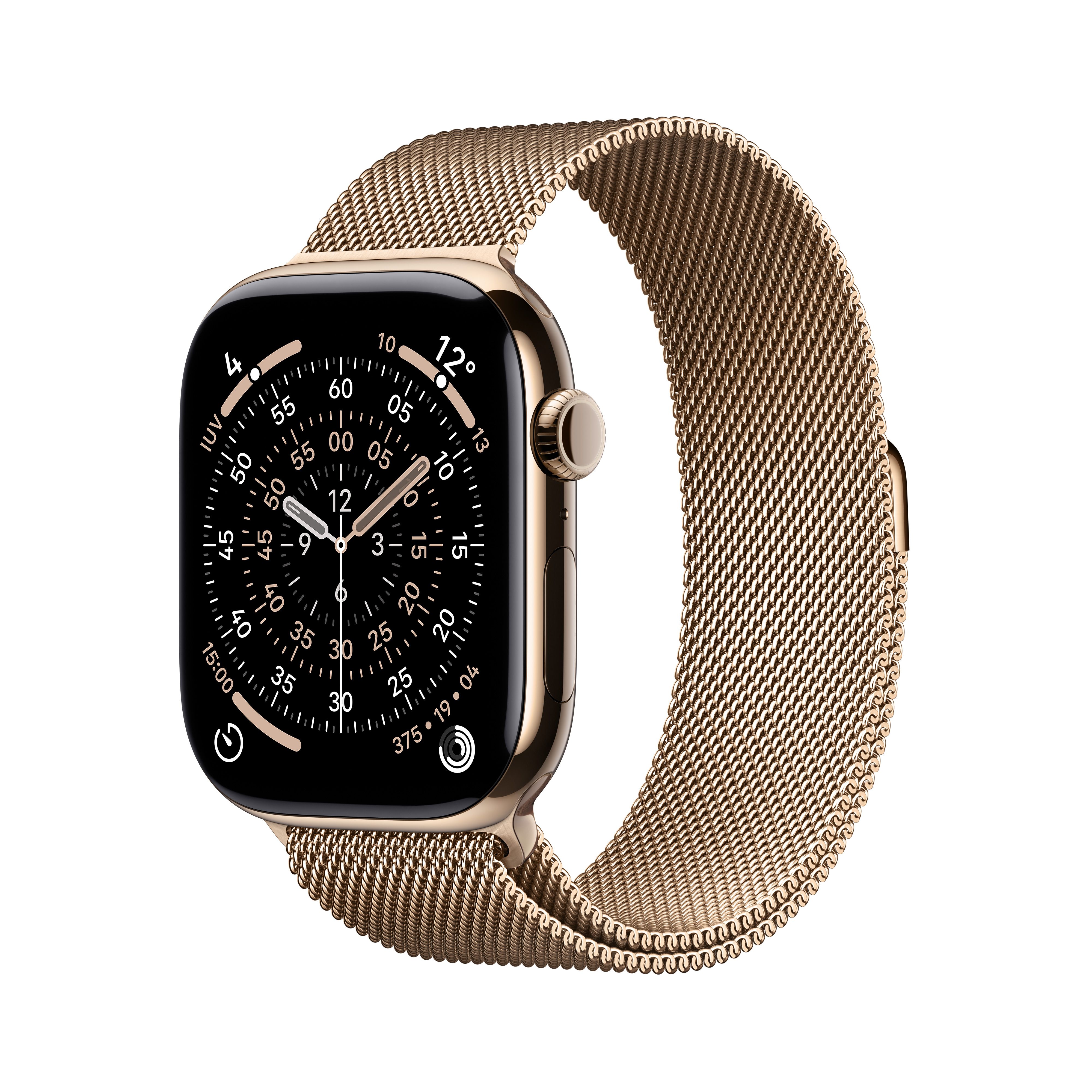 Apple Watch Series 11 GPS + Cellular 46mm Gold Titanium Case with Gold Milanese Loop (S/M)