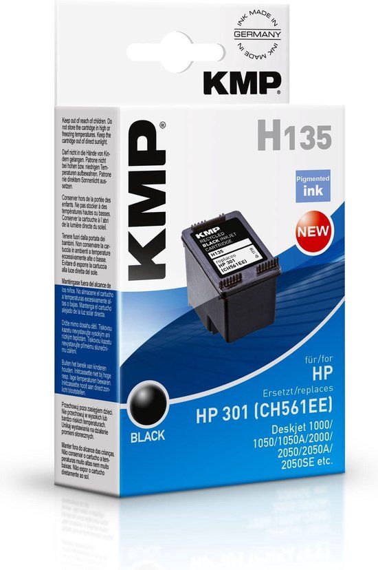 KMP H135 - Zwarte inktcartridge - 3 ml - 190 pagina's - Compatibel met HP DeskJet/Envy/OfficeJet printers