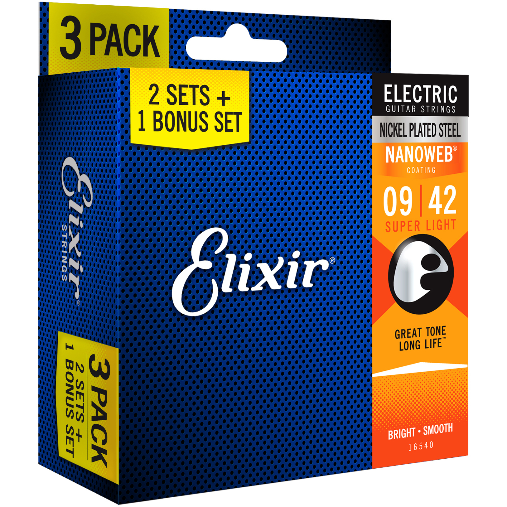 Elixir 16540 Nanoweb Electric 09-42 - 3 Pack