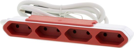 Q-Link Stekkerdoos - 4-voudig - 1.5 m - Rood