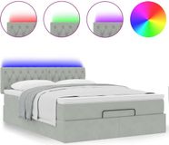 vidaXL Ottomaans bed met matras en LED's 140x190cm fluweel lichtgrijs