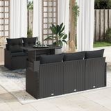 vidaXL Tuinbank Set Zwart Poly Riet