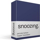 Snoozing - Topper Hoeslaken Percale Katoen Navy 80x220 cm