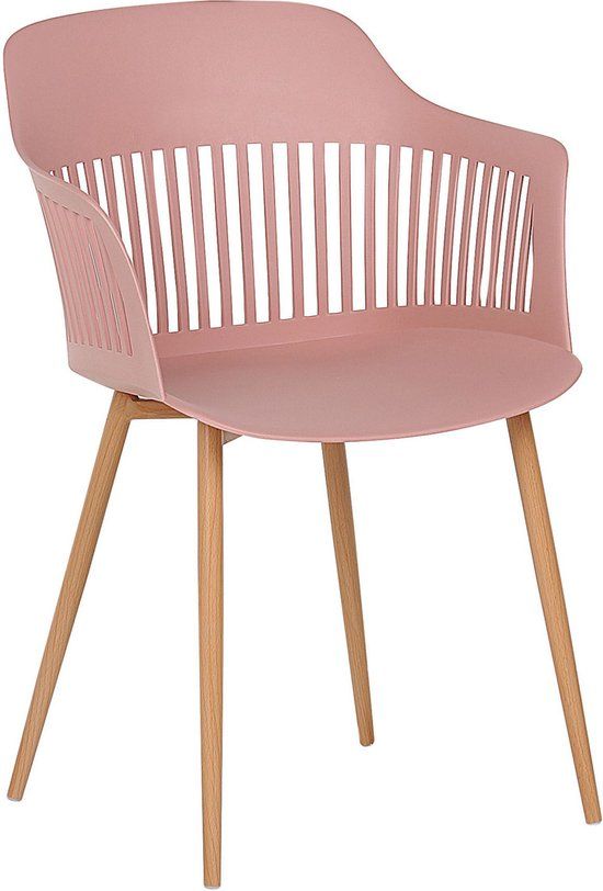 Beliani BERECA - Eetkamerstoel - Roze - Set van 2 - Design