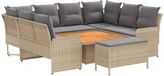 vidaXL - Bank loungeset - 6 zitplekken - Beige en lichtgrijs - Polyrattan
