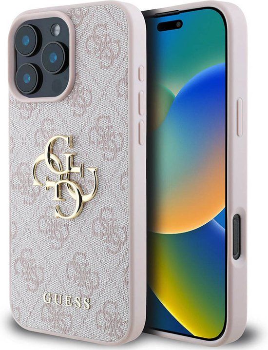 Guess 4G Metal Logo Backcover geschikt voor Apple iPhone 16 Pro Max - Roze