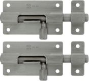 AMIG Schuifslot/Plaatgrendel - 2x - RVS - 8 x 3.7cm - Inox Matte Afwerking