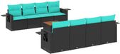 vidaXL Banc de jardin 9 pièces avec coussins en polyrotin noir