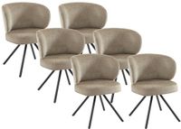 Vente-unique Set van 6 draaistoelen in getextureerde stof en zwart metaal - Taupe - LYARO