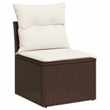 vidaXL 7-delige Loungeset met kussens, polyrattan, bruin