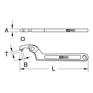 KS Tools Scharnierende haaksleutel met pin, 19-50mm