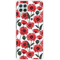 Samsung Galaxy A22 4G Fleurs de pavot bedrukt siliconen hoesje