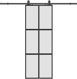 vidaXL Schuifdeur met beslagset, 76x205 cm, gehard glas, zwart