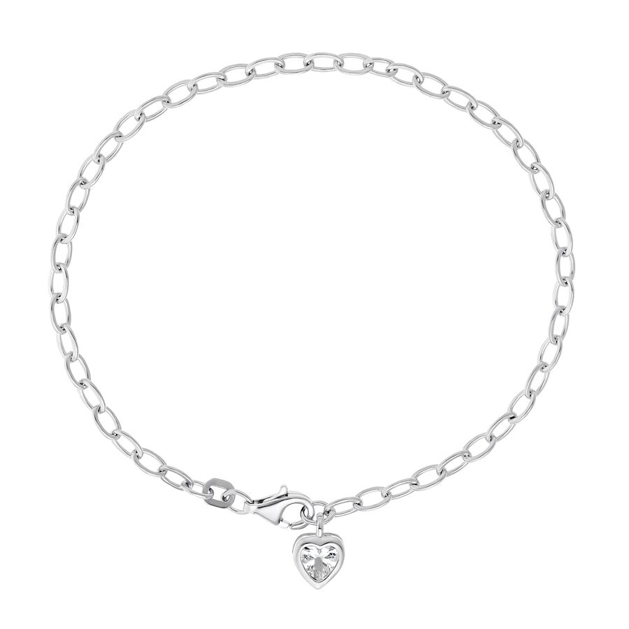 amor amor Armband voor dames, sterling zilver 925, zirkonia (synth.) hartje Armbanden Wit Dames