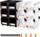 VEVOR Stapeldozen, 377x215x180mm (12-Pack), Transparante Opbergdozen, Stapelbare Opbergdoos voor Het Organiseren En Opbergen Van Kleine Onderdelen, Kantoorbenodigdheden En Andere Accessoires, Zwart En Transparant