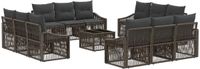 vidaXL Tuinbank - Set - 13-delig - Grijs - Polyrotan