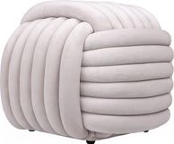 QUVIO Geknoopte poef - Lichtgrijze zitpoef - Fluwelen zitmeubel - Minimalistisch design - Decoratieve zitkruk - Knotted ottoman - 50x50x40 cm - Beige