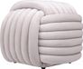 QUVIO Geknoopte poef - Lichtgrijze zitpoef - Fluwelen zitmeubel - Minimalistisch design - Decoratieve zitkruk - Knotted ottoman - 50x50x40 cm - Beige