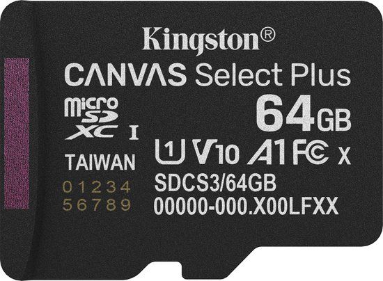Kingston Technology 64GB microSDXC Canvas Select Plus Gen3 100R A1