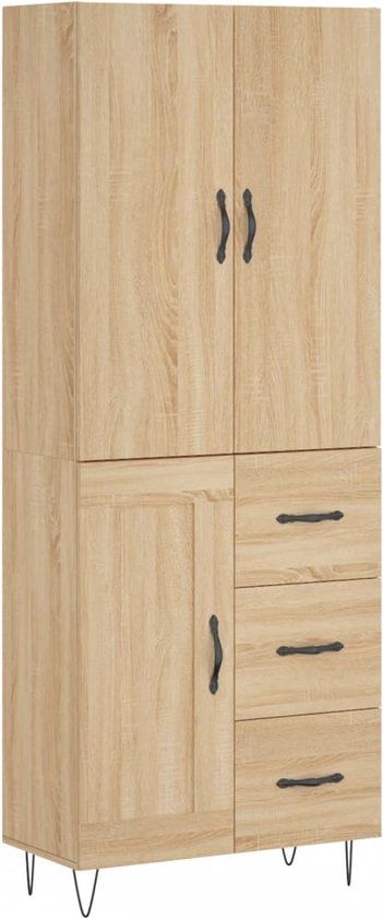 vidaXL Hoge kast 69,5x34x180 cm bewerkt hout sonoma eikenkleurig