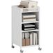 Mobliva Bibliothèque Mobile À Étagères Réglables, Chariot À Roulettes À 3 Niveaux Avec Panier Supérieur, Blanc