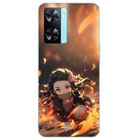 Maniacase Etui Oppo A57s 4G Demon Slayer Nezuko 3D kunst anime Manga kopie