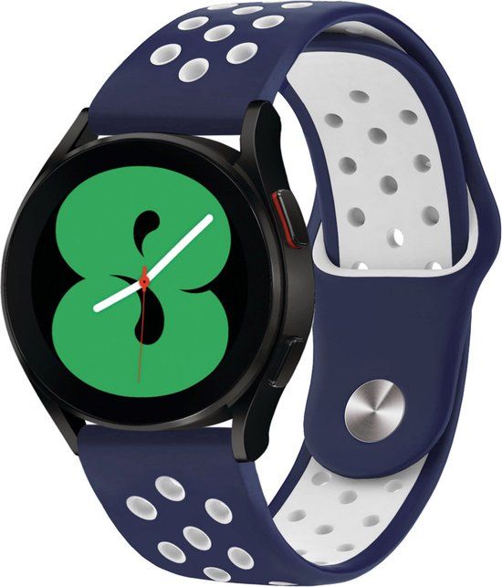 iMoshion Siliconen Sport Bandje 20mm - Blauw/Wit - Compatibel met Samsung Galaxy Watch, Garmin & Meer