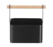 HENDI Bestek caddy – matzwarte poedercoating – houten handvat – 170x130x160 mm