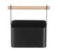 HENDI Bestek caddy – matzwarte poedercoating – houten handvat – 170x130x160 mm