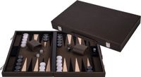 Longfield Backgammon 18" Olijfgroen & cream in lederen koffer