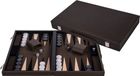 Longfield Backgammon 18" Olijfgroen & cream in lederen koffer