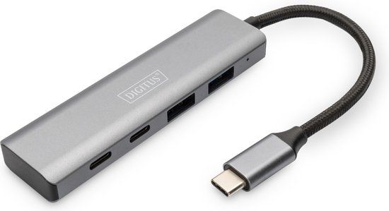Digitus DA-70245 interface hub USB 3.2 Gen 1 (3.1 Gen 1) Type-C 10000 Mbit/s Grijs