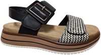 Remonte D1J53-02 Plateau Sandalen Dames Zwart Wit Leer Maat 43