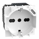 BTICINO Living Now, Italiaans Schuko-stopcontact P40 + USB-oplader type C, Quick Charge, stopcontact met beschermde honingraats, compatibel met Italiaanse/geaarde stekkers, 2 modules, KW4140A16USB