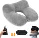 Unyqoos® Coussin de voyage confortable et gonflable avec masque de sommeil et bouchons d'oreilles pour le voyage