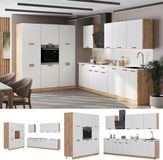 Vicco Complete keukeneenheid Fame-Line, Wit Landhuis/Goudkleurig Eiken, 460 cm, WB Antraciet