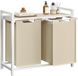 Songmics Wasmand – Met uitschuifbare waszakken – 2 x 46 Liter – Vintage Bruin-Zwart – 73 x 33 x 72 cm